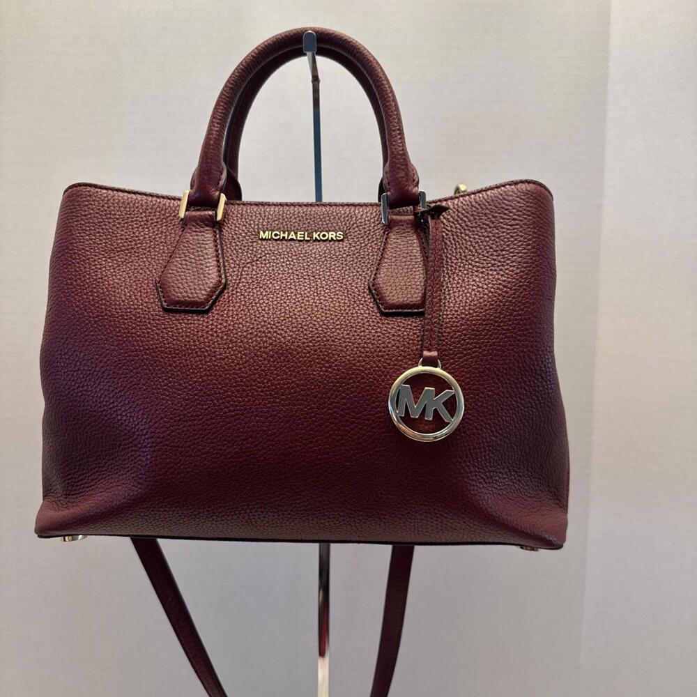 Michael KORS Camile Leather satchel Brandy Satchel Crossbody Handbag Purse NWT